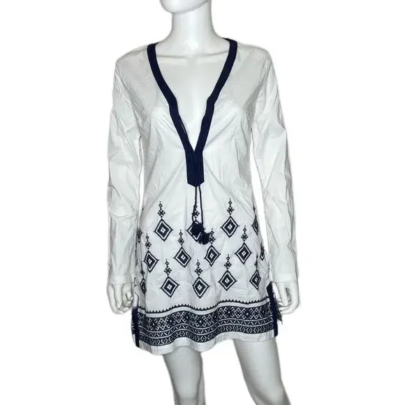 Athleta Women's Navy Blue/Bright White Desert Diamond Tunic Swim Coverup sz XS - Picture 2 of 5